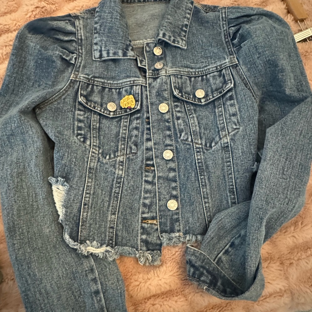 Puff shoulder denim jacket